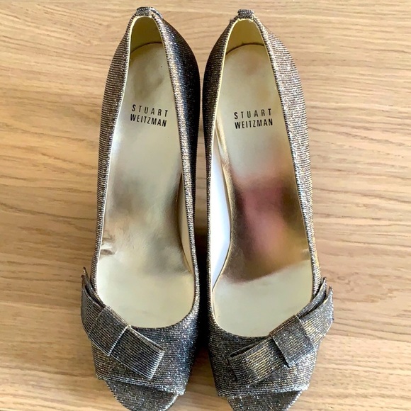 Stuart Weitzman, 🥂Shimmering, Sparkly Heels w/ Bow Ties, 9.5 - Picture 3 of 7